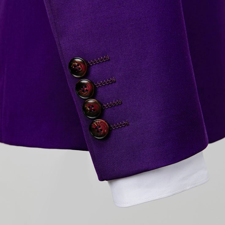 Pre-order ชุดสูทชาย สีม่วง ทรงสลิม สไตล์เกาหลี (ไม่มีเสื้อกั๊ก)