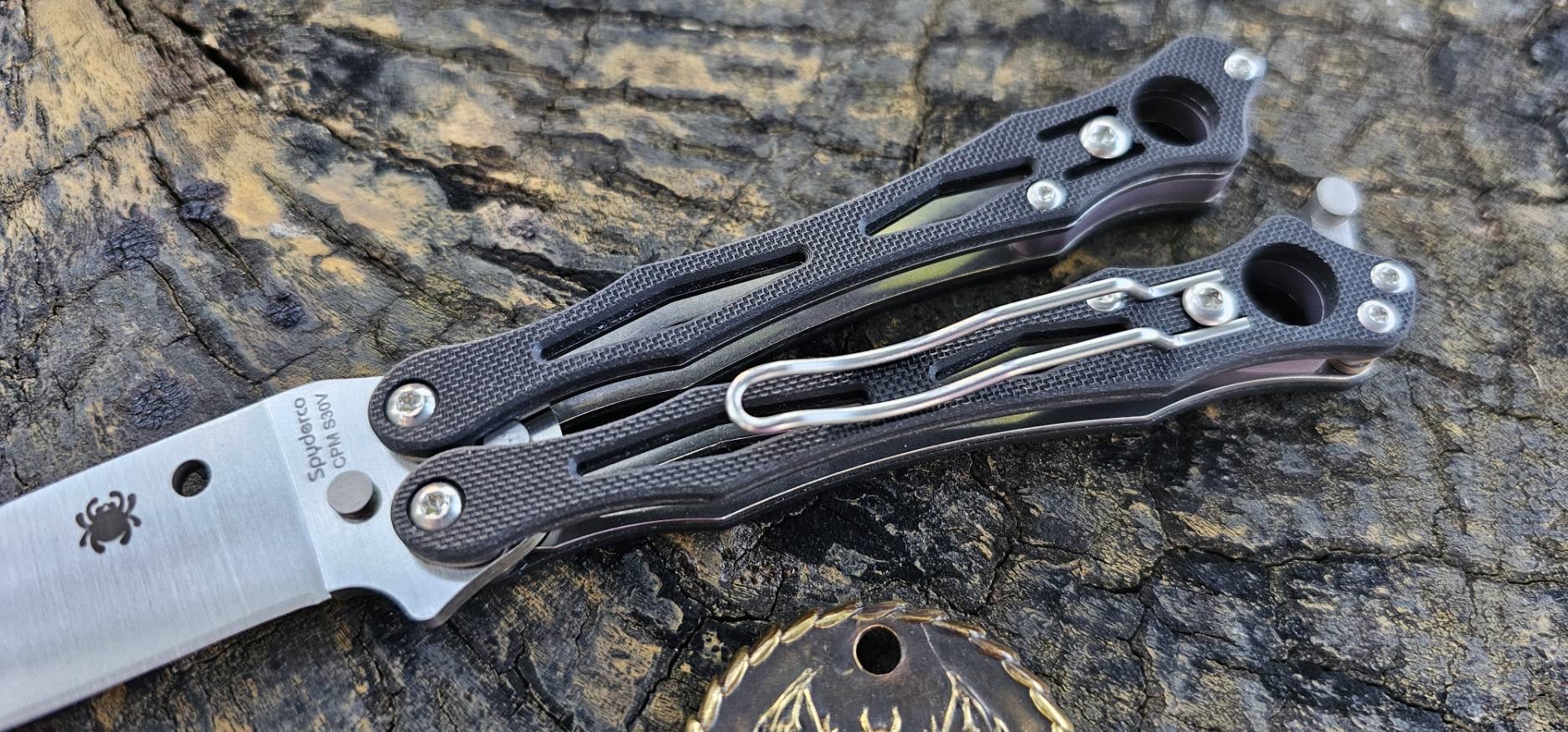 Spyderco SmallFly 2 Balisong Butterfly Knife Black G-10 (3.4" Satin) B02GP2