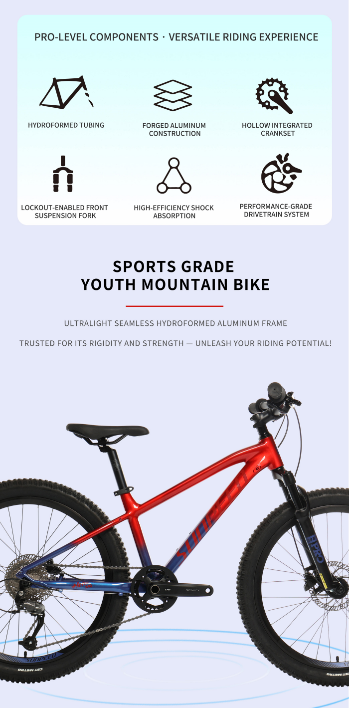 จักรยานเสือภูเขาเด็ก SUNPEED HERO 20" และ 24" อลูมิเนียมเฟรม – เกียร์ Shimano 9 สปีด + เบรกไฮดรอลิกดิสก์