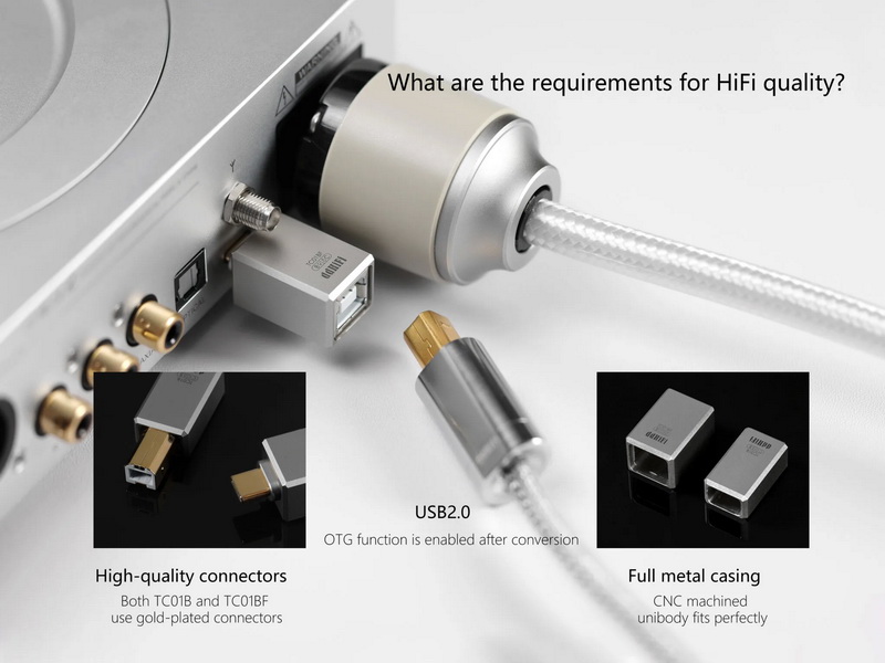 DD TC01BF อะแดปเตอร์แปลง USB TypeB เป็น USB TypeC สำหรับเครื่องเสียง ประกันศูนย์ไทย