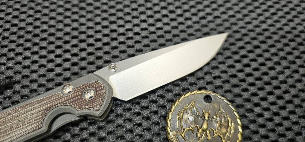 CHRIS REEVE KNIVES - SMALL SEBENZA 31 - LEFT HANDED - NATURAL CANVAS MICARTA INLAY - DROP POINT (มือซ้าย)