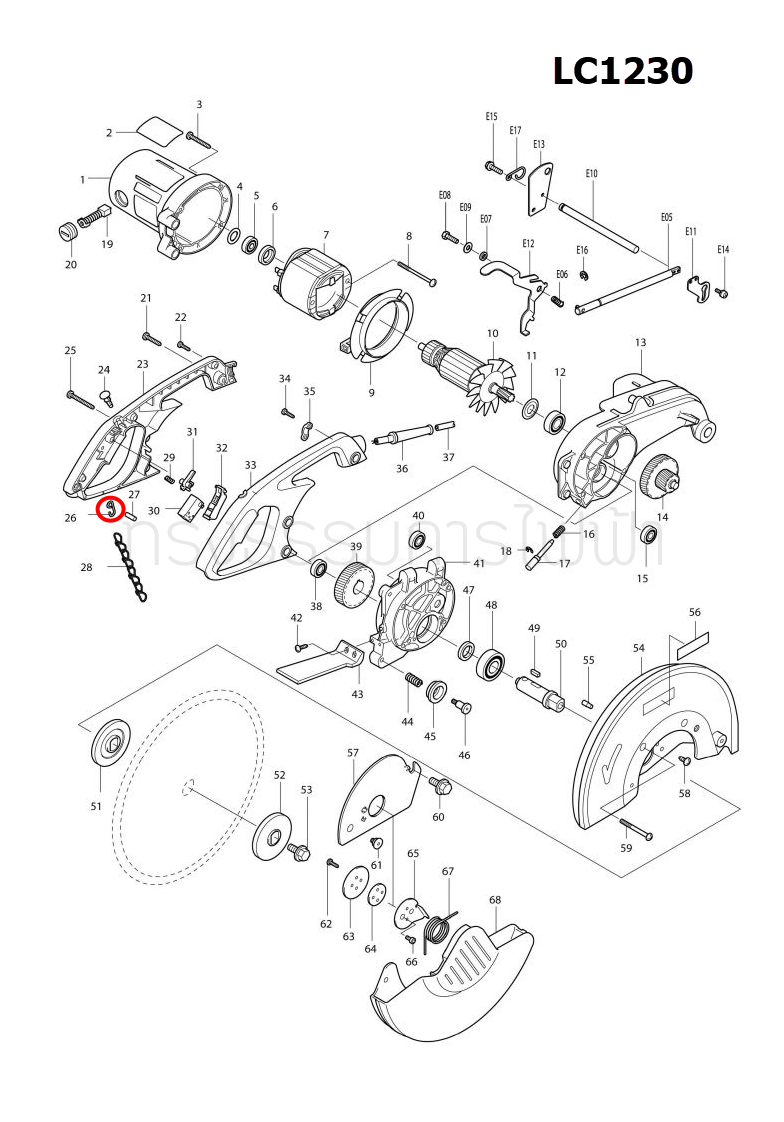 HANGER แท่นตัดเหล็ก Makita มากีต้า LC1230 [#26] Pn.281216-8 (แท้) ##