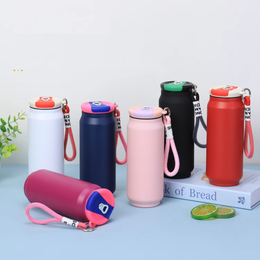 กระบอกสแตนเลส ทรงแคน ฝาหูหิ้วเชือกไนล่อน 500 ml