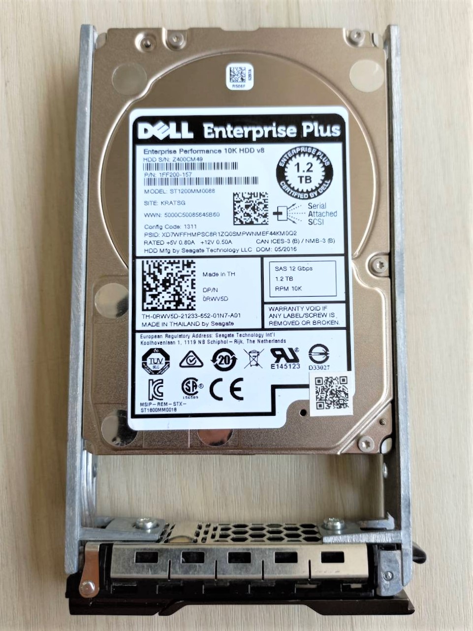 0RWV5D, RWV5D Dell 1.2TB 10K 12G SFF SAS disco duro interno.