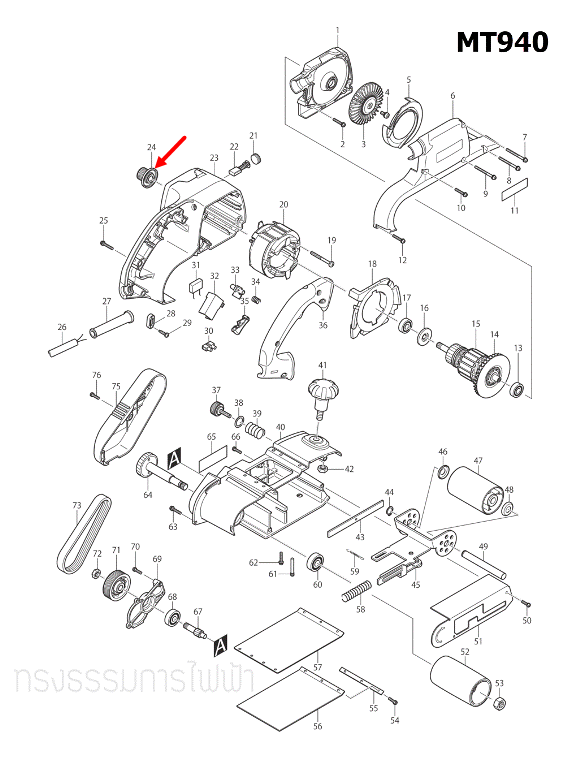 V-PULLEY 6-23 เครื่องขัดกระดาษทราย Maktec-มาคเทค MT940, MT941 [#24] Pn.222168-4 (แท้) ##