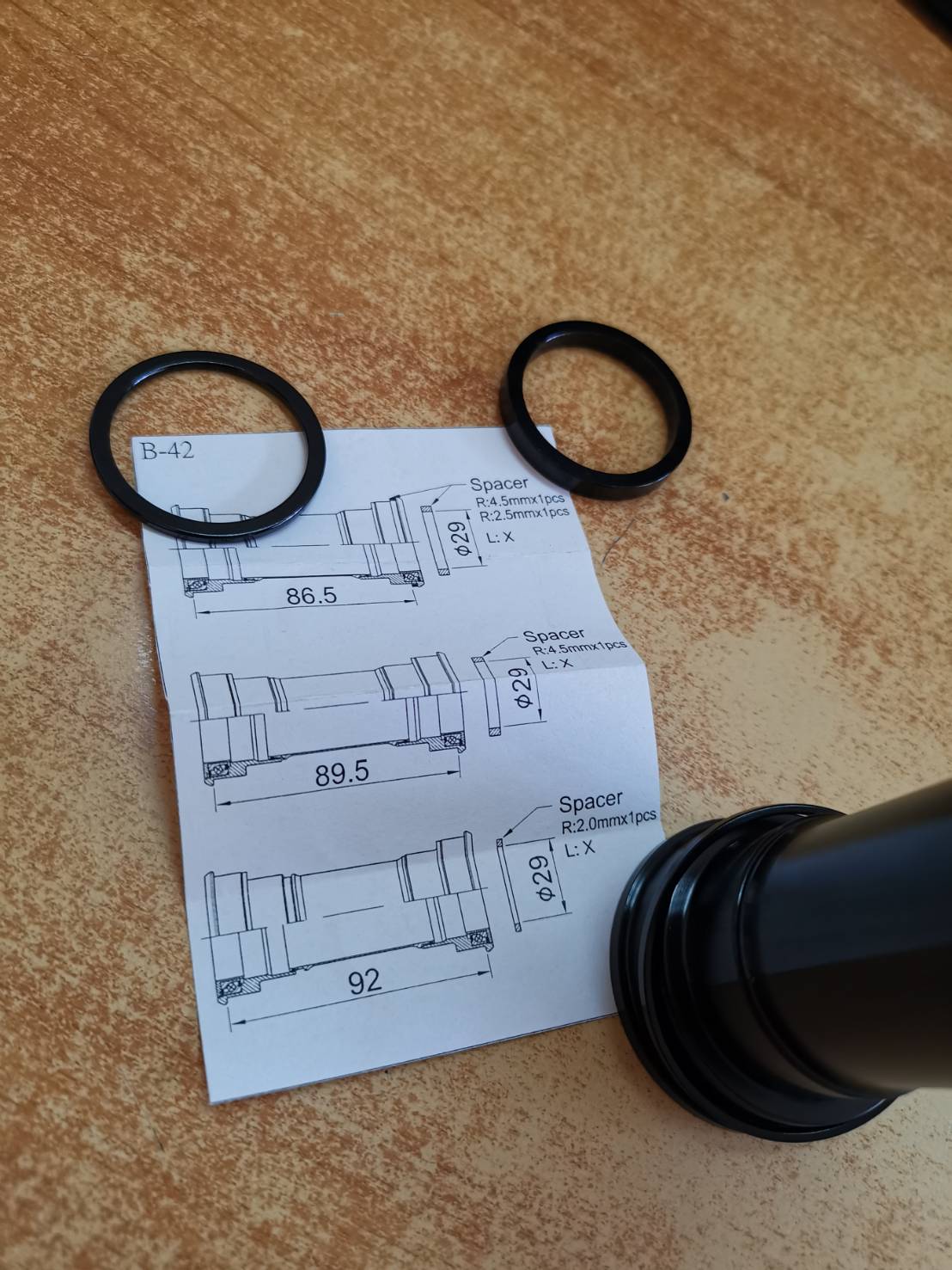 กะโหลก PRESTINE PT-6623 Bottom bracket, BB SET MTB FOR SRAM DUB PF89.5 / 92 BK