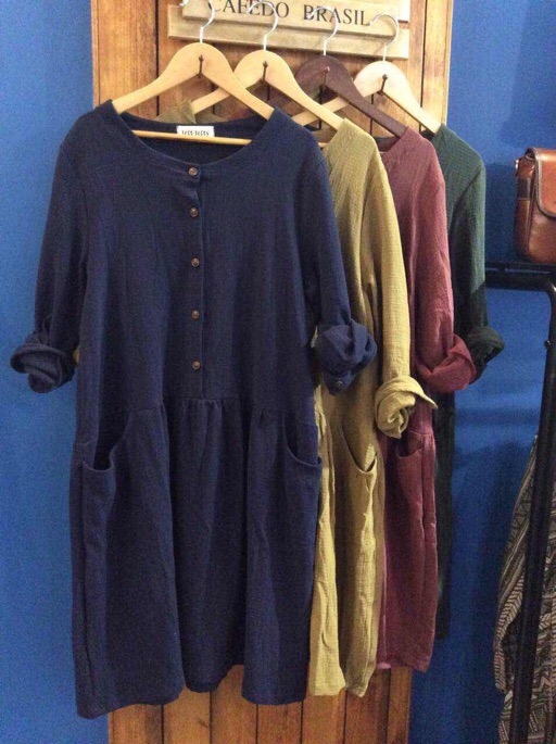เสื้อ/เดรสผ้าฝ้ายนุ่มแขนยาว