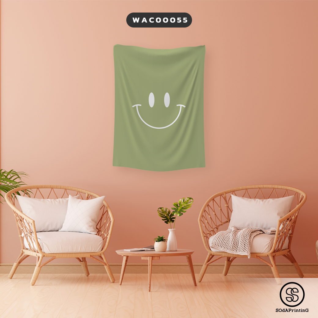 ผ้าติดผนัง ผ้าแขวนผนัง ผ้าตกแต่ง Smiley สีเขียว WCA00055 #SOdAhome #WallCloth
