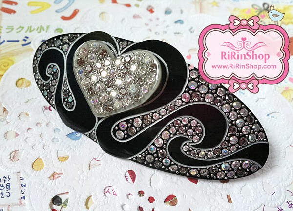 Rena chris กิ๊บสปริงหัวใจขนาดใหญ่ประดับคริสตัล Swarovski AB หรูหราค่ะ (Black) ลด 30%
