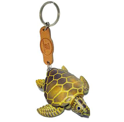 พร้อมส่ง พวงกุญแจหนังแท้ Handmade รูปเต่า