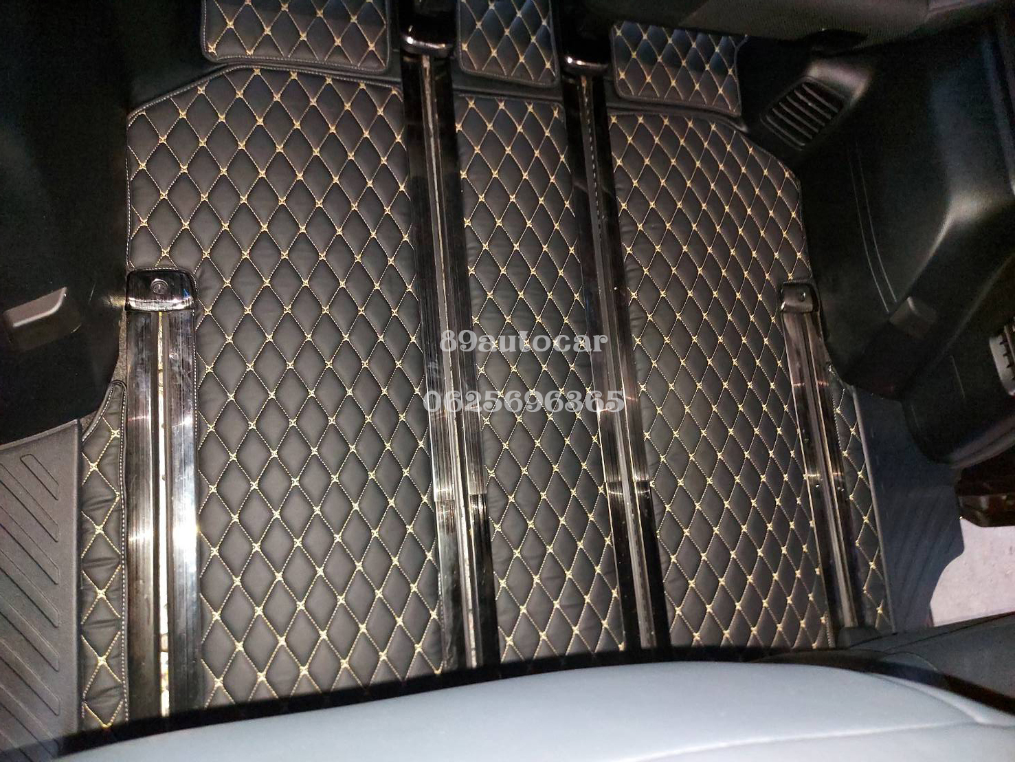 พรมรถตู้ Toyota vellfire 2021-2022 ปูพรม6D สีดำด้ายทอง เต็มคัน