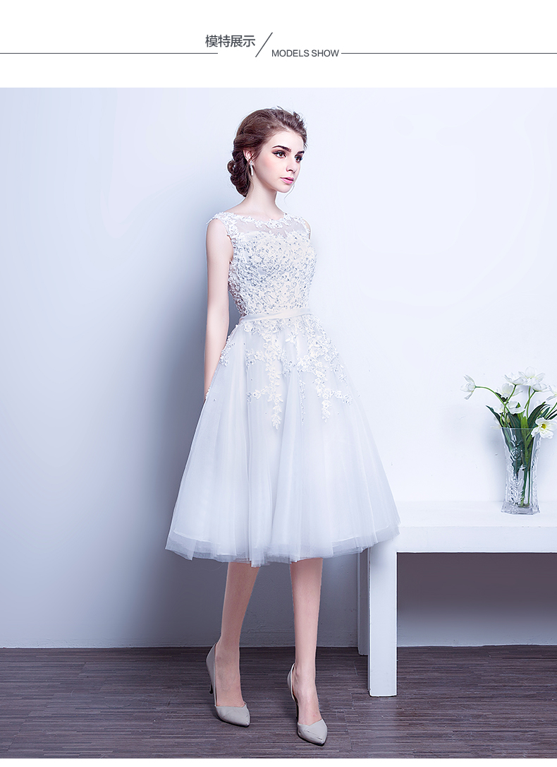 Pro-order เดรสสวย ถ่ายพรีเวดดิ้ง แขนกุด สวยหวานโชว์หลัง (ซิปหลัง)