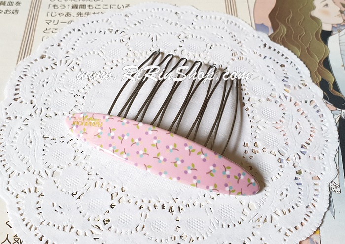 Aznavour หวีสับ หวีเสียบเซลลูโลส วงรีลายเบอร์รี (Light Pink)