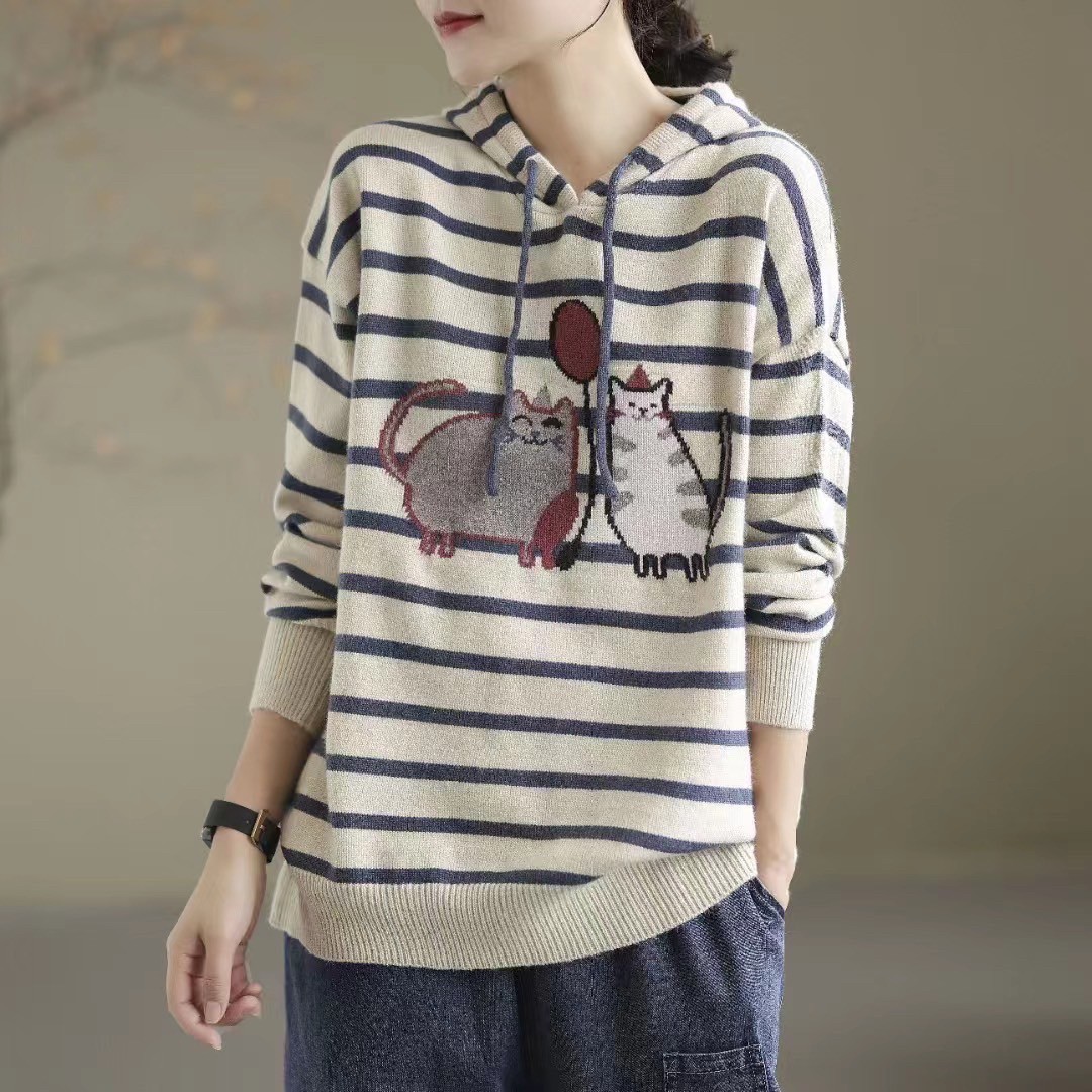 เสื้อไหมพรมกันหนาวลายแมว