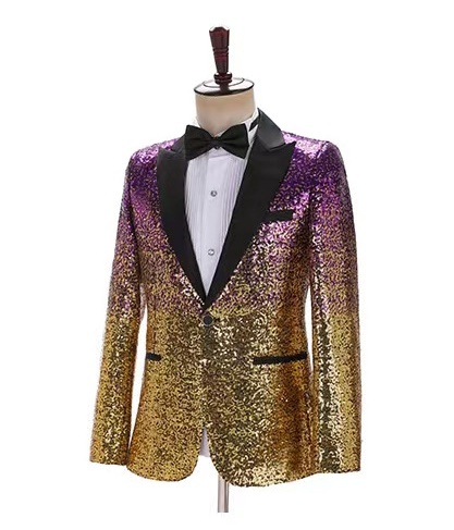 พร้อมเช่า เสื้อสูทชาย สูทแฟชั่น สูทกลิตเตอร์ ไล่สี สีชมพูทอง