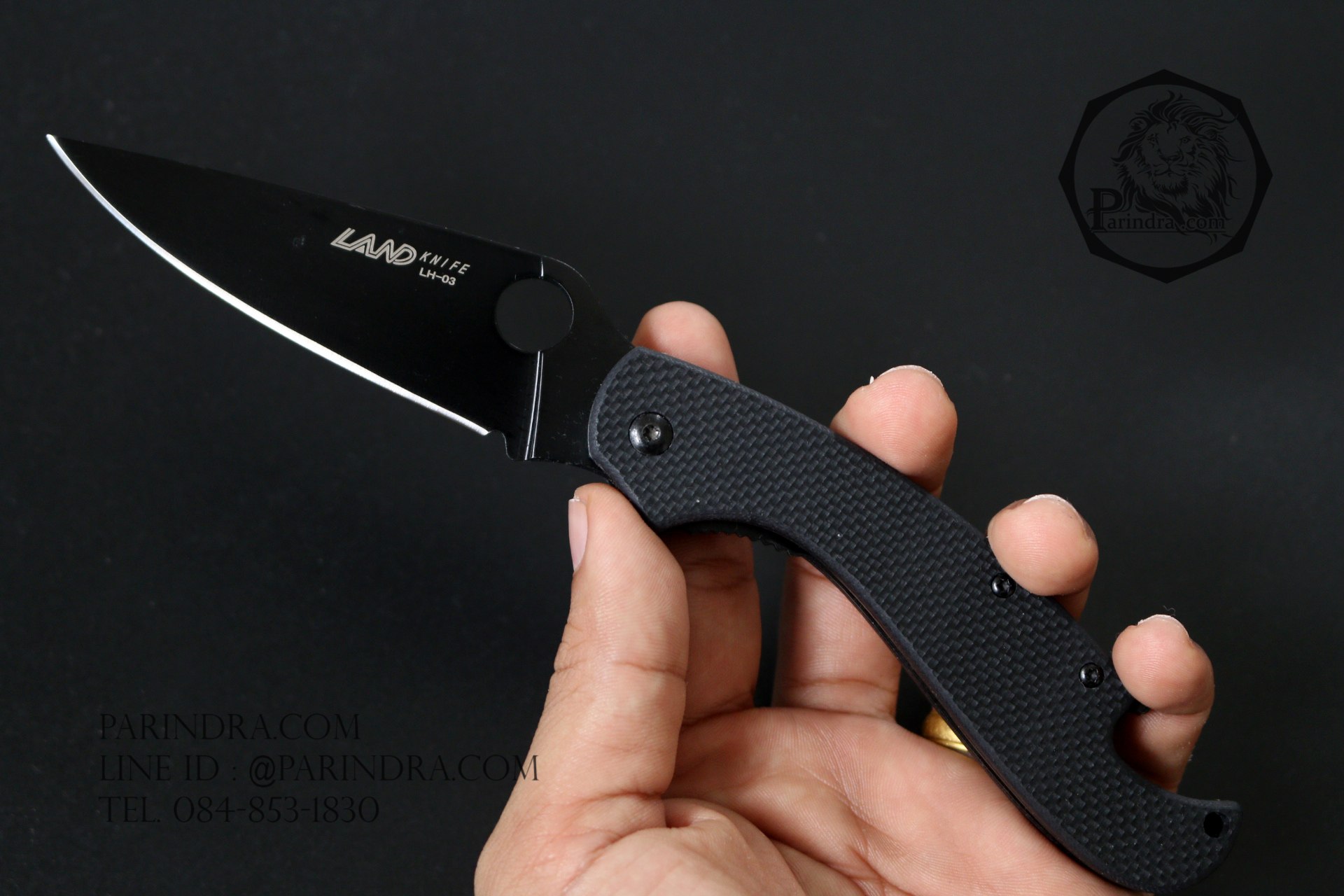 มีดพับ Land Knife LH-03 ด้ามสีดำสนิท ใบดำ (ของแท้) สวยงาม แกร่ง ทนทาน