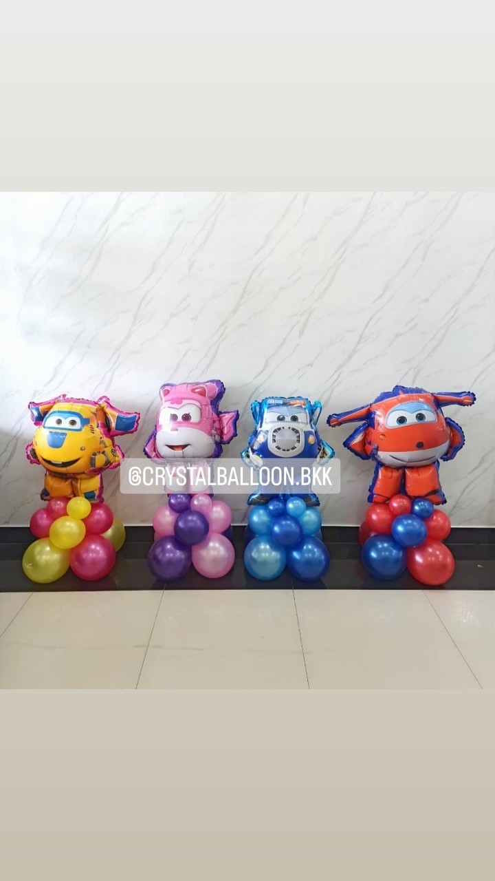 ลูกโป่ง วันเกิดเด็ก ฟอยล์ Super Wings ตั้งฐาน 4 ชิ้น พร้อมตกแต่ง สามารถเปลี่ยนสีลูกโป่ง/เปลี่ยนฟอยล์ตกแต่งได้