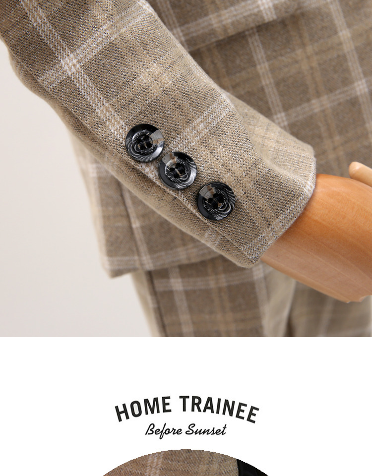 พร้อมเช่า ชุดสูทเด็กชาย สีกากีลายตาราง ** พร้อมเช่าไซส์ 100 , 110 , 120,130,140,150 **