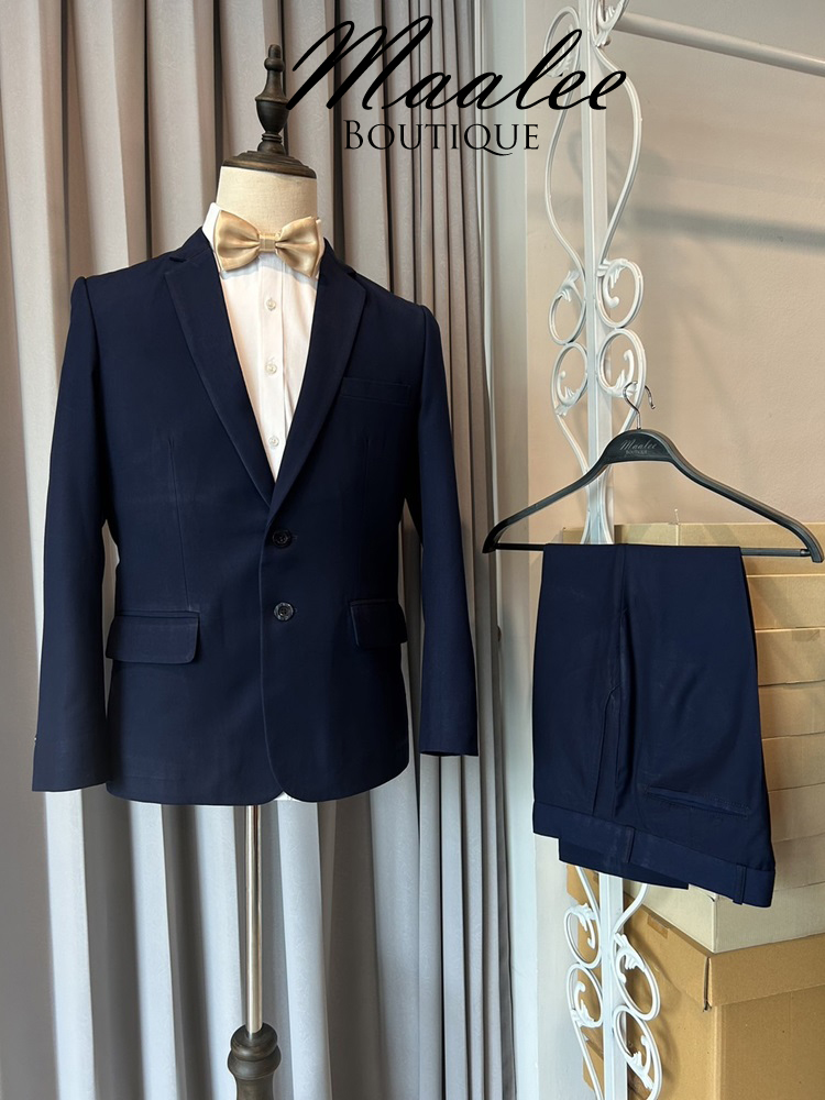 สูทตัดเช่า ชุดสูทชาย 2 กระดุม สีน้ำเงินเข้ม (ไม่ใช่สีกรมท่า) งานเนี๊ยบ ไม่มีเสื้อกั๊ก