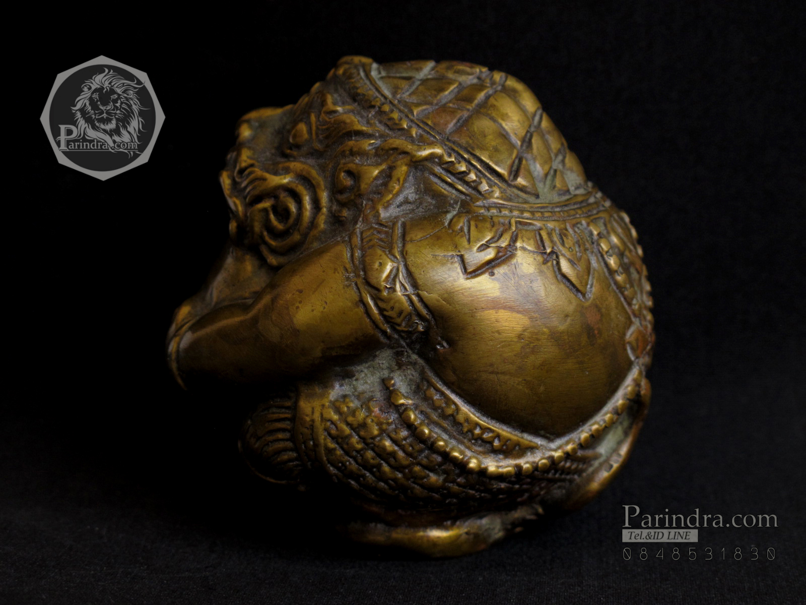 รูปหล่อทองเหลือง หนุมานอมจันทร์ งานฝีมือเก่า