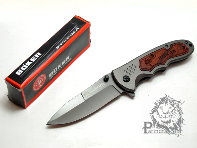 มีดพับ Boker ด้ามฝังไม้ สี Titanium Gray MANU FAKTUR SOLINGEN (OEM)