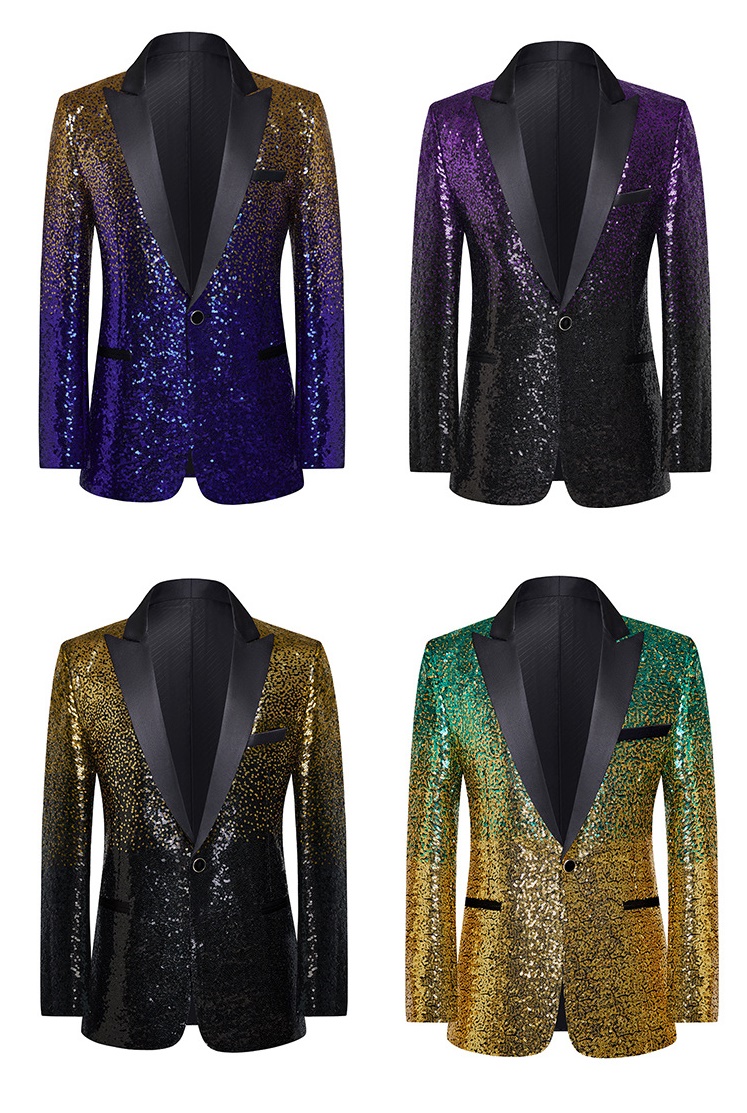 พร้อมเช่า เสื้อสูทชาย สูทแฟชั่น สูทกลิตเตอร์ ไล่สี สีชมพูทอง