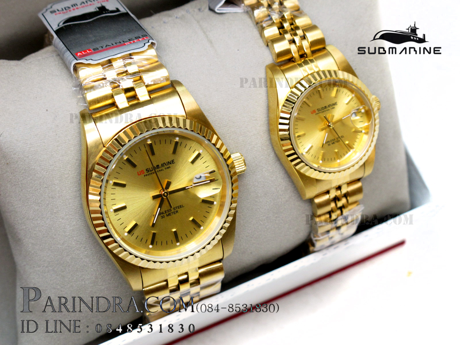 นาฬิกา US submarine รุ่น SUB108 D คู่ สุดคุ้ม สีทองล้วน