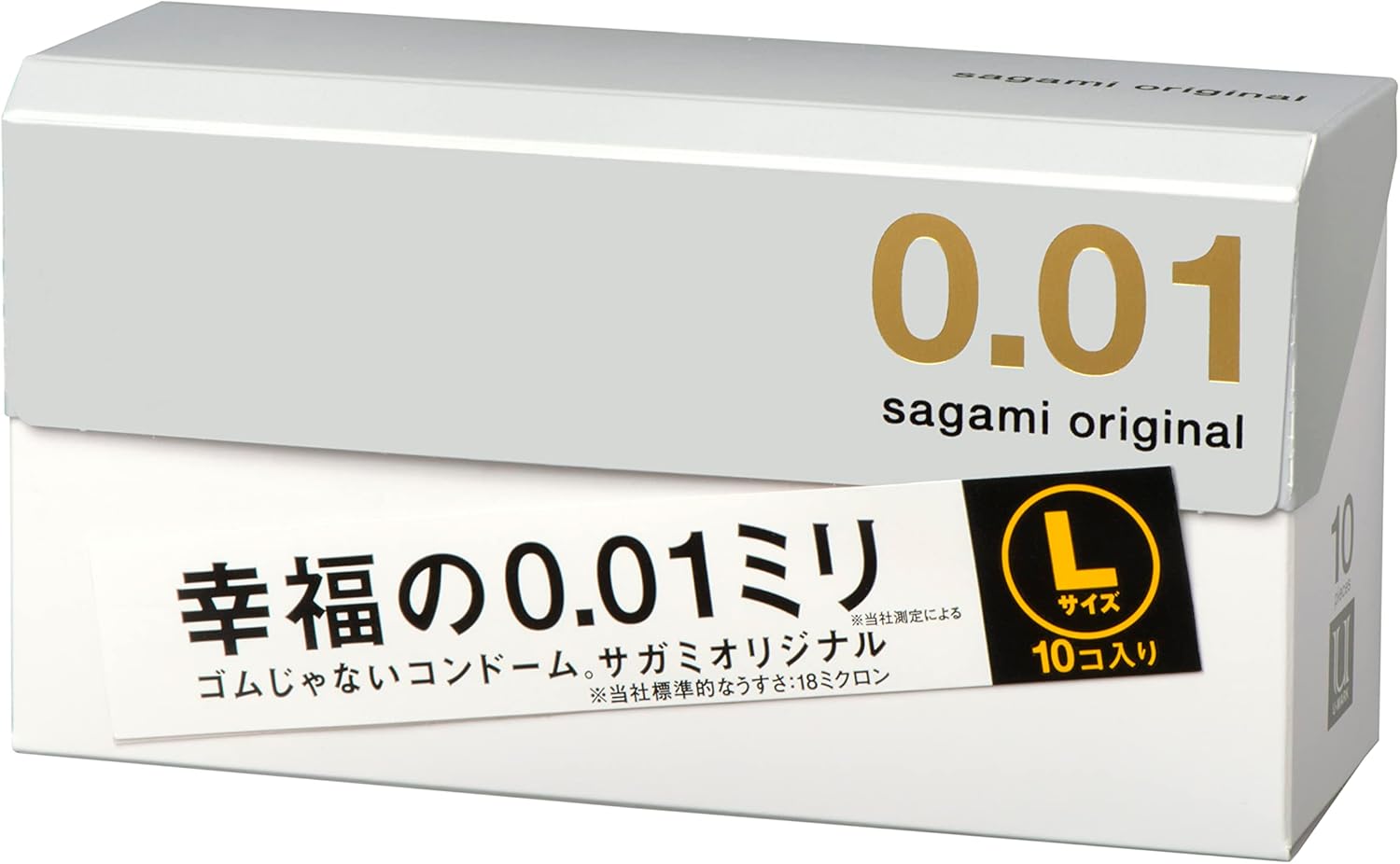 ถุงยางอนามัย Sagami Original 0.01 L-size (ขนาด 54-56 มม.) 1 กล่องมี 10 ชิ้น **ของใหม่ ของแท้ **