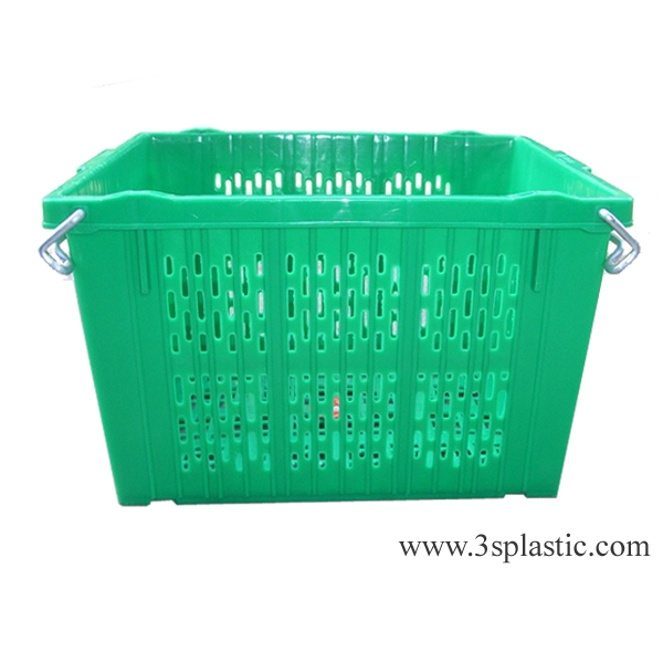 ลังหูเหล็ก ตะกร้าหูเหล็ก บรรจุ50kg. ขนาด 50x63.5x38.5cm. เกรด A HDPE เบอร์ 439