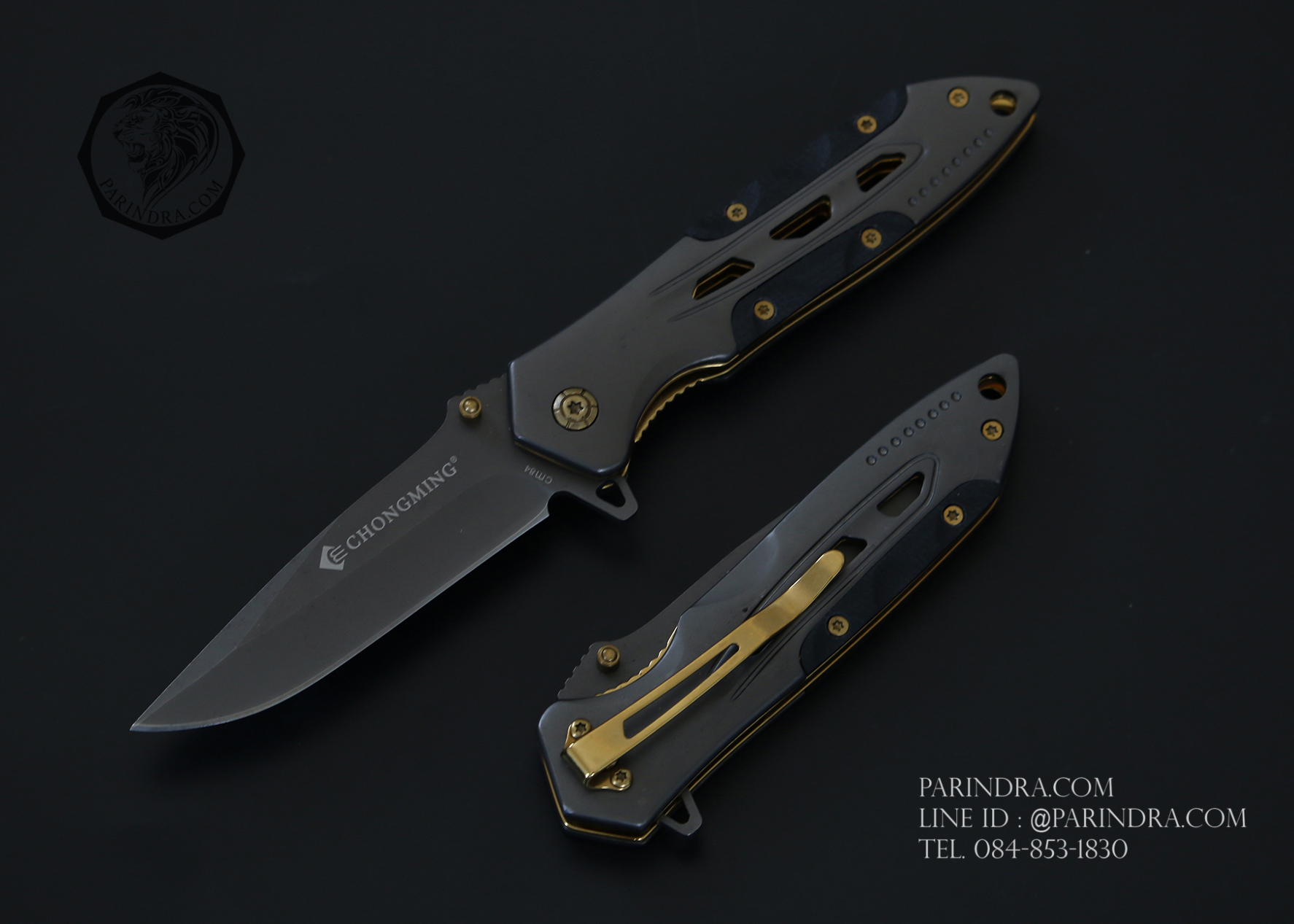 มีดพับ CHONGMING รุ่น CM84 สีเทาตัดทอง