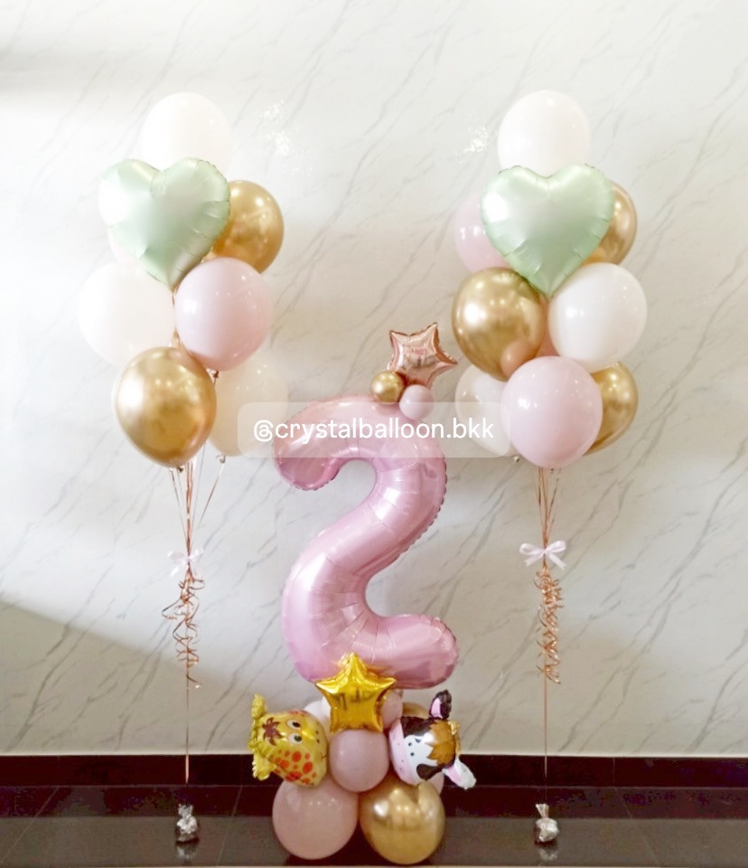 ลูกโป่ง วันเกิดเด็ก ฟอยล์ตัวเลข ขนาด 40" ตั้งฐาน 1 ชิ้น ,ลูกโป่งช่อ 10 ลูก 2 ช่อ พร้อมฟอยล์หัวใจช่อละ 1 ลูก พร้อมตกแต่ง ฟอยล์สามารถเปลี่ยนสีได้ , ลูกโป่งสามารถเปลี่ยนสีได้