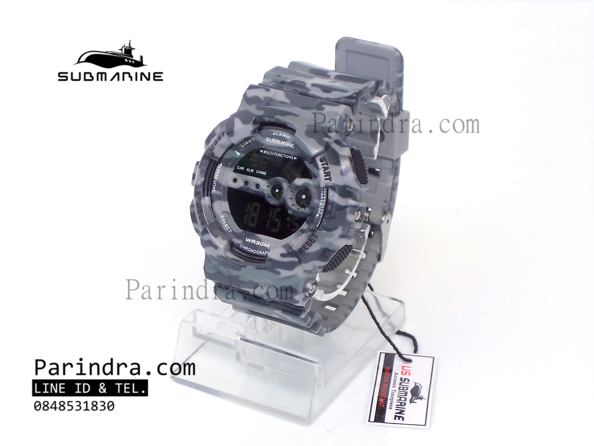 นาฬิกา US submarine รุ่น TP1340M (Military) สีลายพรางทหารสีเทาอ่อน หน้าปัดพื้นดำ