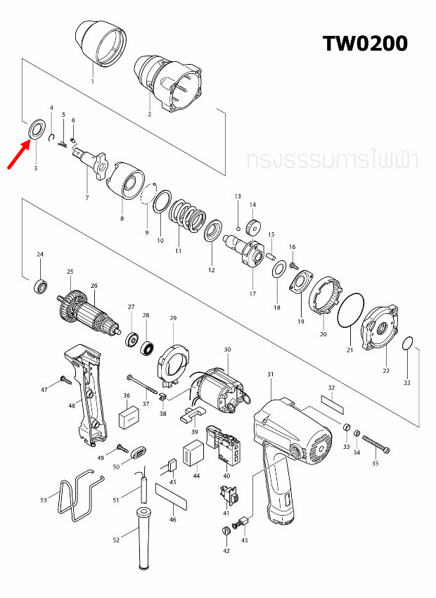 FLAT WASHER 19 บล็อคไฟฟ้า Makita มากีต้า TW0200 [#3], TW0350 [#3], BTW450 [#13] Pn.267268-3 (แท้) ##