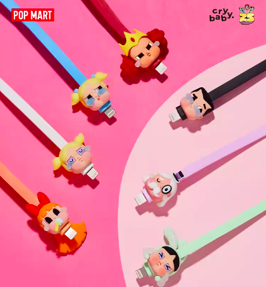 PRE. สายชาร์ทไอโฟน POPMART CRYBABY x Powerpuff Girls series ของแท้ 100% นำเข้า 14 -25 วัน