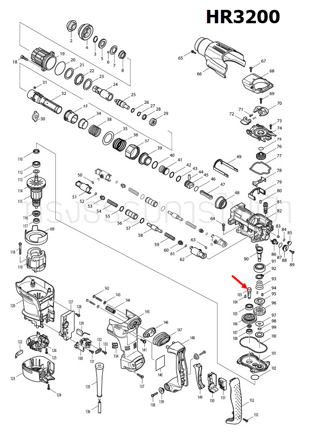 SPIRAL BEVEL GEAR 9 สว่านโรตารี่ Makita HR3200, HR3200C [#103] Pn.227533-2 (แท้) ##