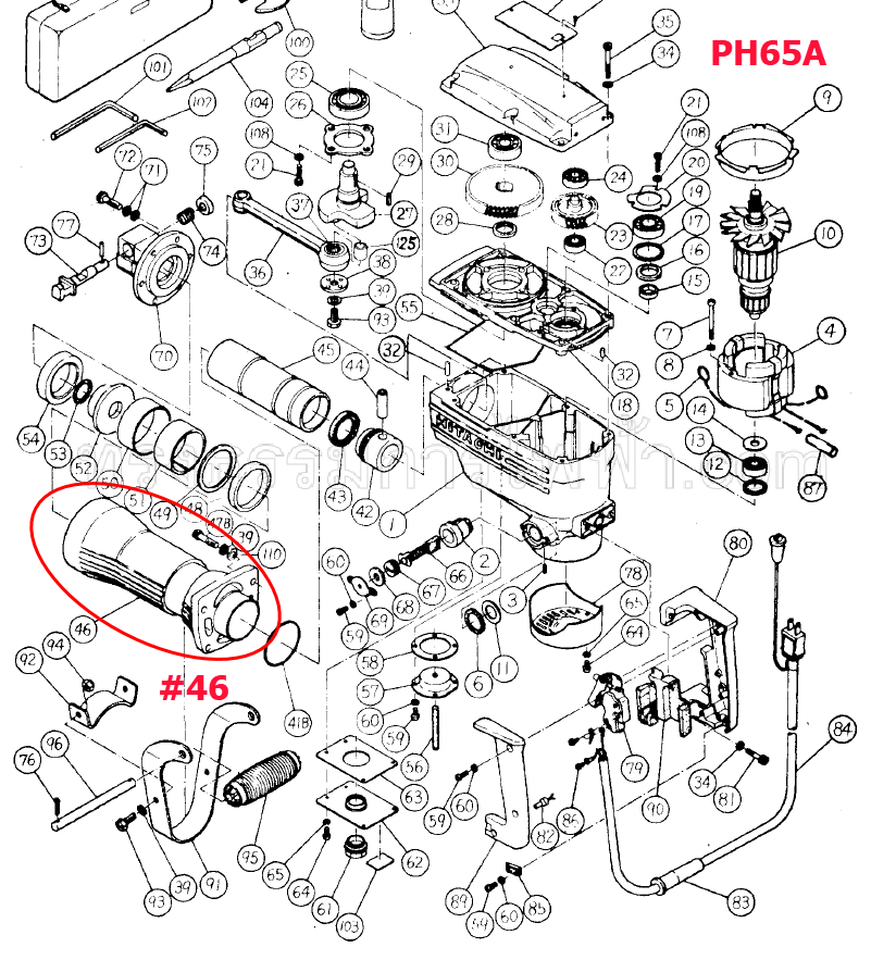 PH65A [#46] เสื้อกระบอก สกัดปูน ฮิตาชิ