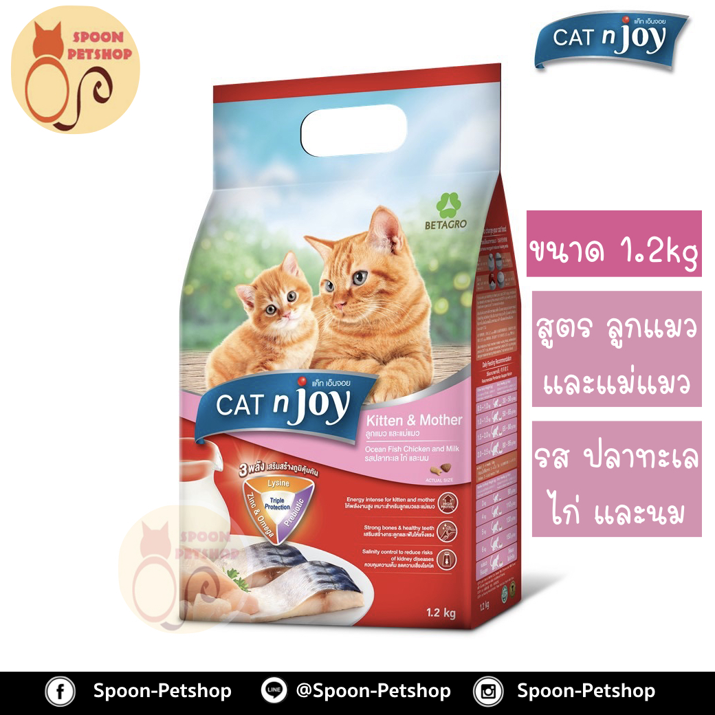 Cat 'n Joy อาหารแมว แคทเอ็นจอย สำหรับลูกแมว รสปลาทะเล ไก่ และนม 1.2kg