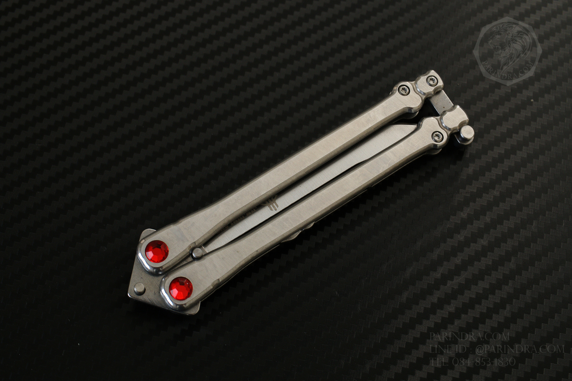 มีดปีกผีเสื้อ Balisong JINJUNLANG ด้ามกระดูก เพชรแดง