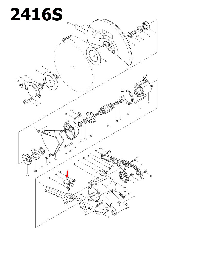 SWITCH C3D-15AS Makita 2416S [#38], 9607NB [#30], 9005B Pn.651128-3 (แท้) ##