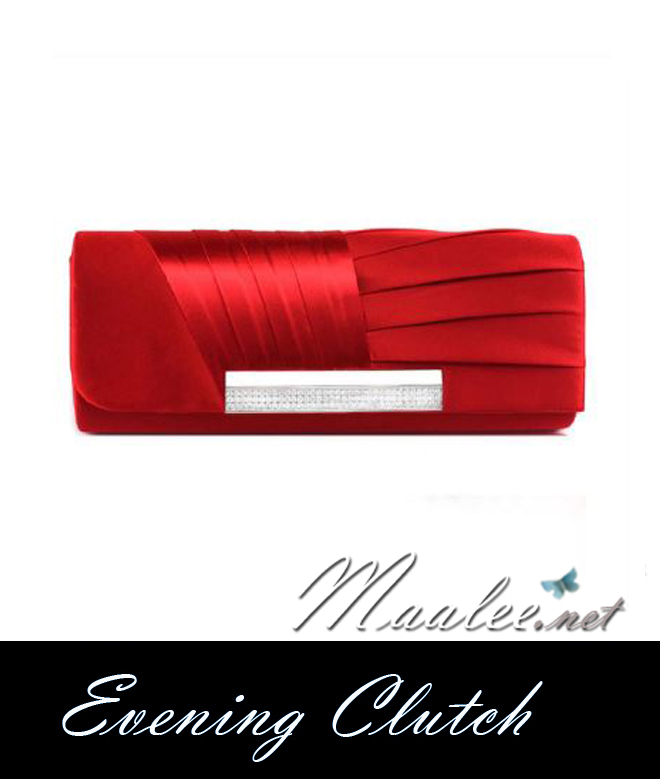 พร้อมส่ง Evening Clutch กระเป๋าออกงาน สีแดง จับเดรปใส่ของได้เยอะจุใจ มาพร้อมสายโซ่ยาว