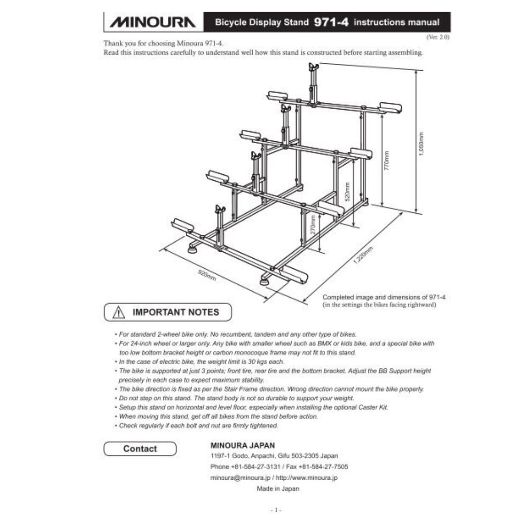 MINOURA 971-4 Display Stand for 4 Bicycles | Compact Indoor Bike Rack