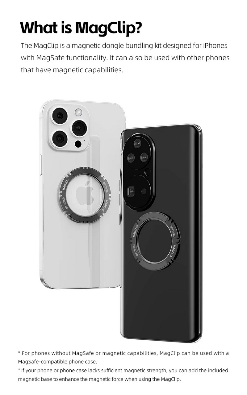 FiiO MagClip ชุดแม่เหล็กช่วยยึดหางหนู ออกแบบมาเป็นพิเศษสำหรับ iPhone ที่มีฟังก์ชัน MagSafe