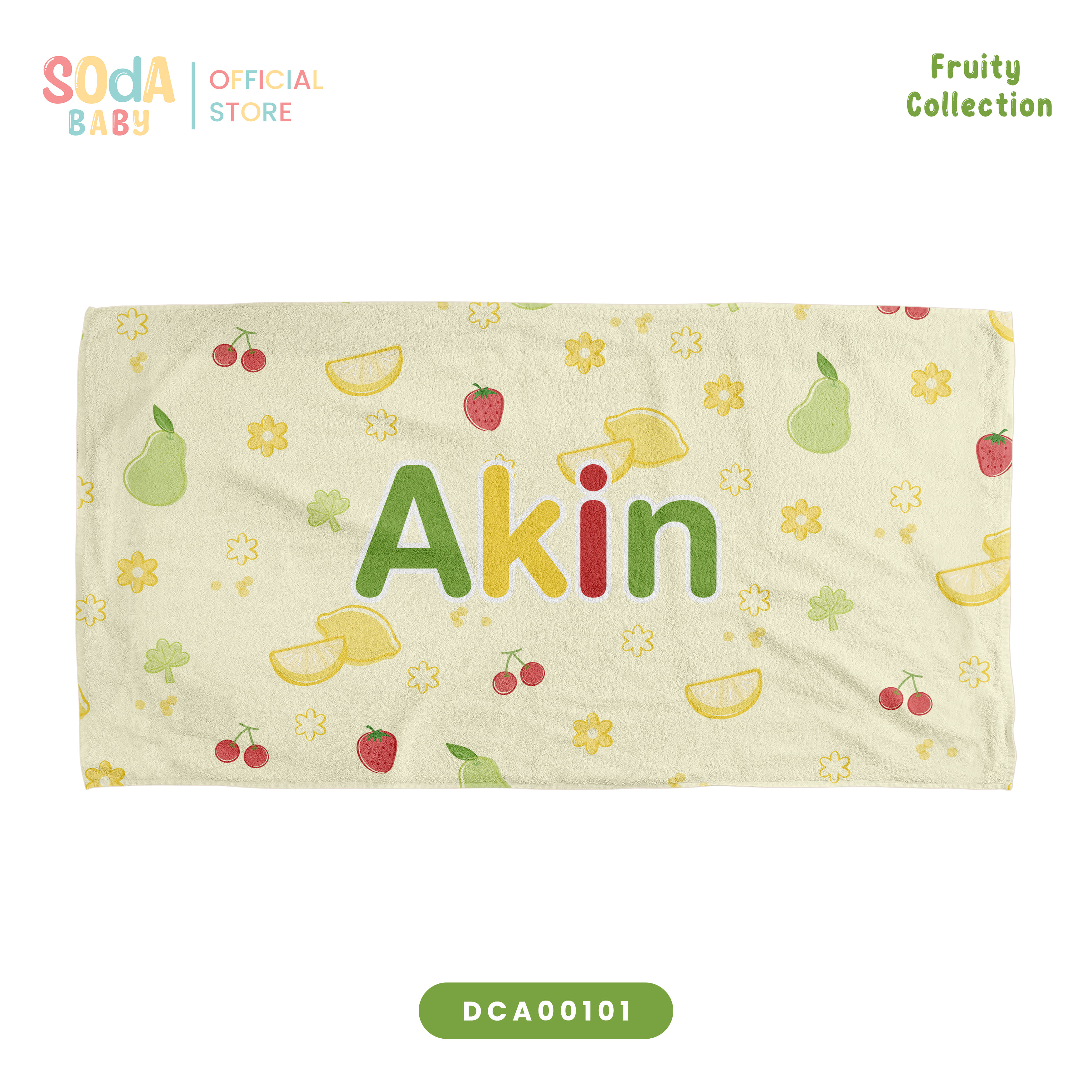 ผ้าเช็ดตัวเด็ก ลาย Mixed Fruit (Yellow) 🍒 Fruity Collection รหัส DCA00101 #ผ้าห่ม #SOdAbaby