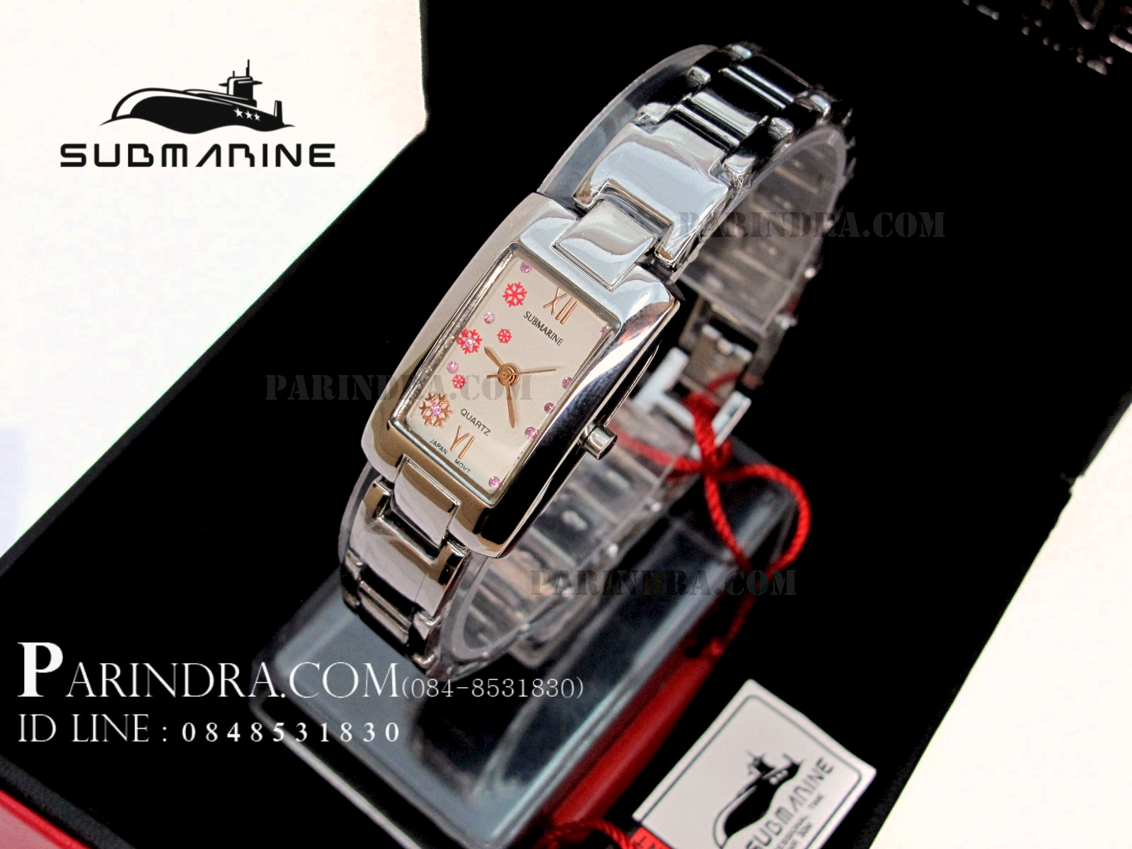 นาฬิกา U.S. submarine รุ่น J060L หน้าปัดขาวลายแดง