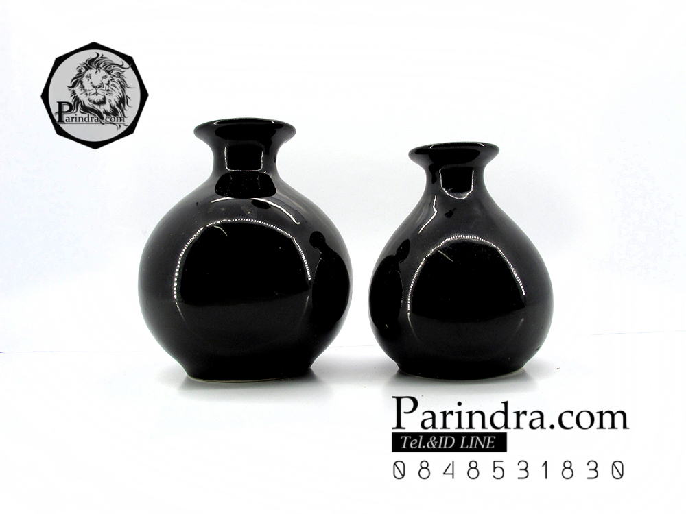 ขวดคู่เซรามิกเคลือบเงาสีดำ