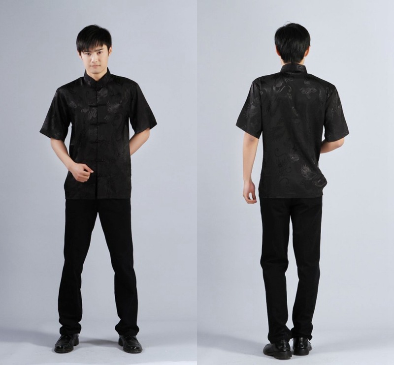 Pre-order ชุดจีน เสื้อจีนชาย แขนสั้น สีดำ