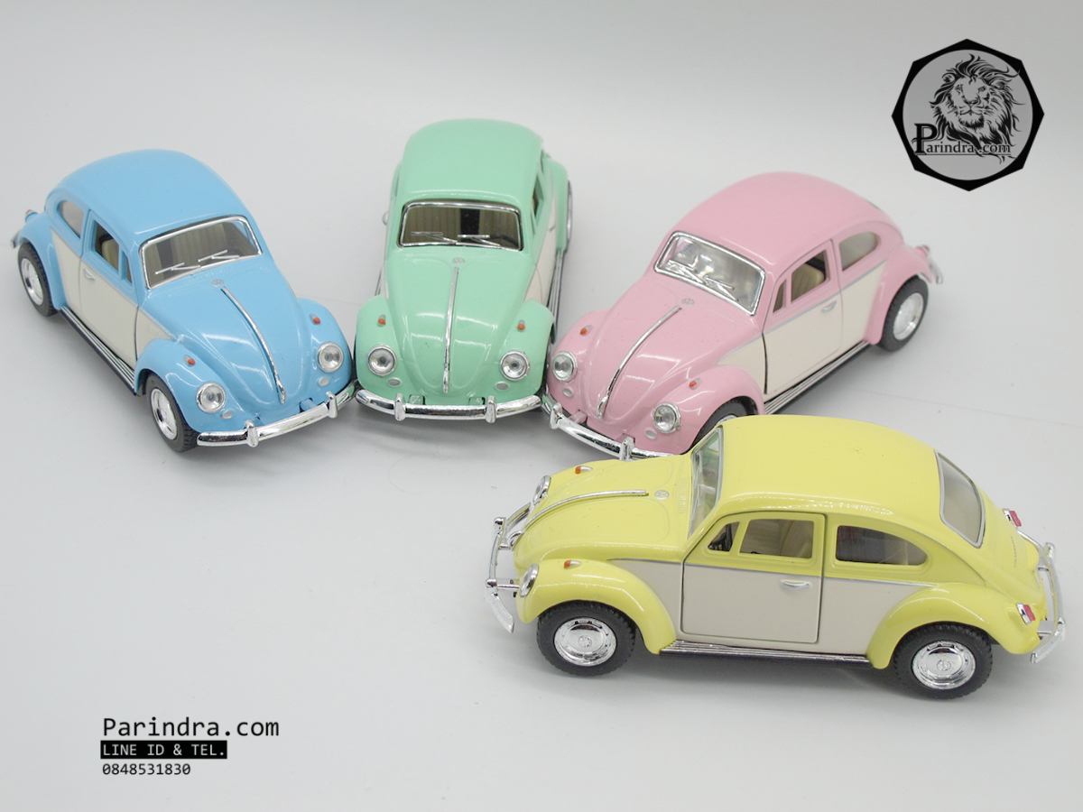 โมเดลรถเหล็กรถเต่า Volkswagen 1967 อัตราส่วน 1:32 สีเขียวอ่อน ประตูขาว