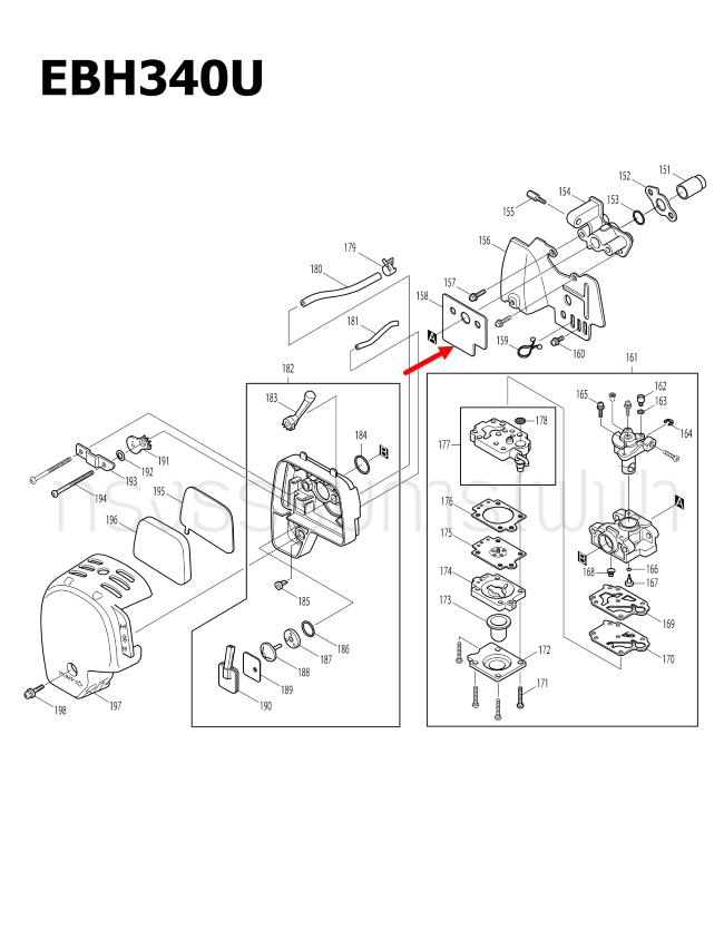 ปะเก็น เครื่องตัดหญ้า Makita มากีต้า EBH340R, EBH340U Pn.413138-6 (แท้) ##