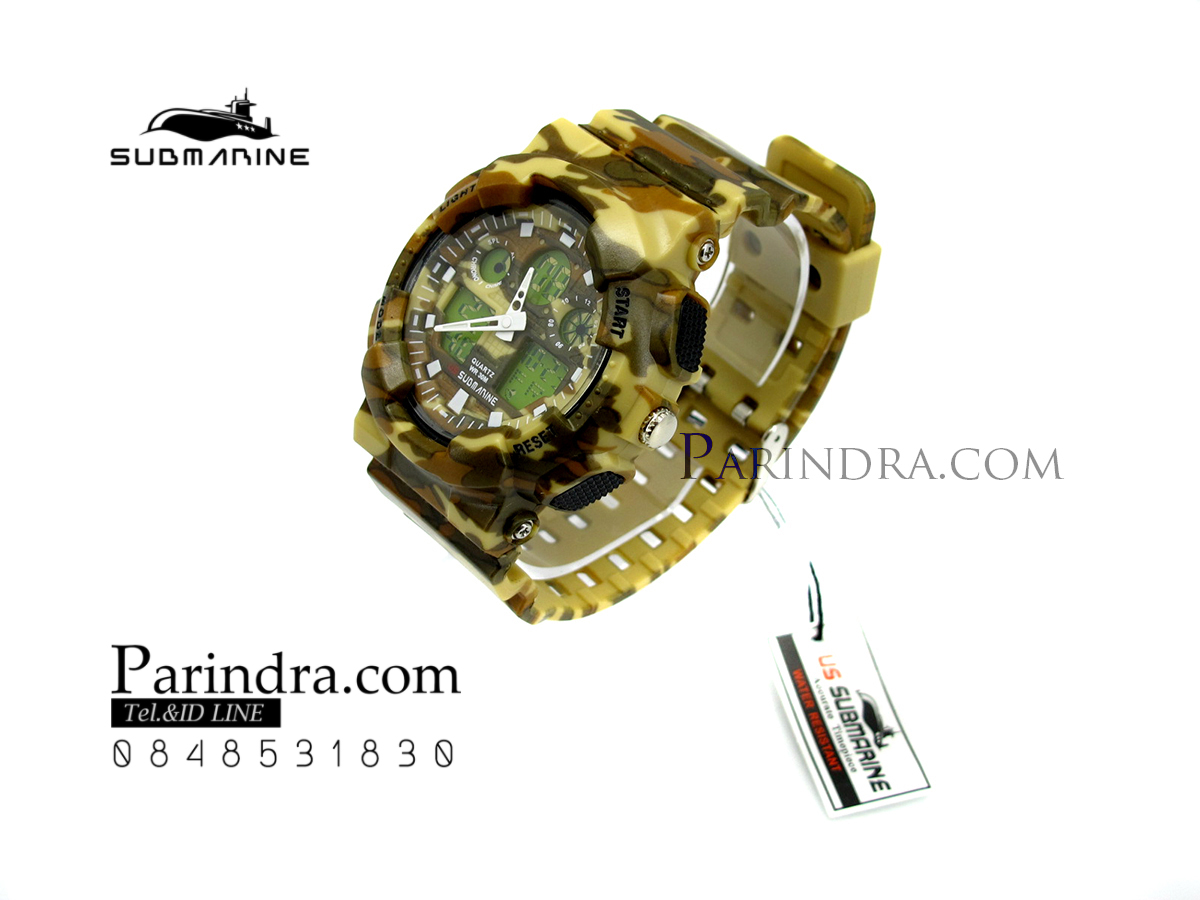 นาฬิกา US submarine รุ่น TP3176M (Military) สีลายพรางทหารสีน้ำตาล หน้าปัดพื้นเขียว