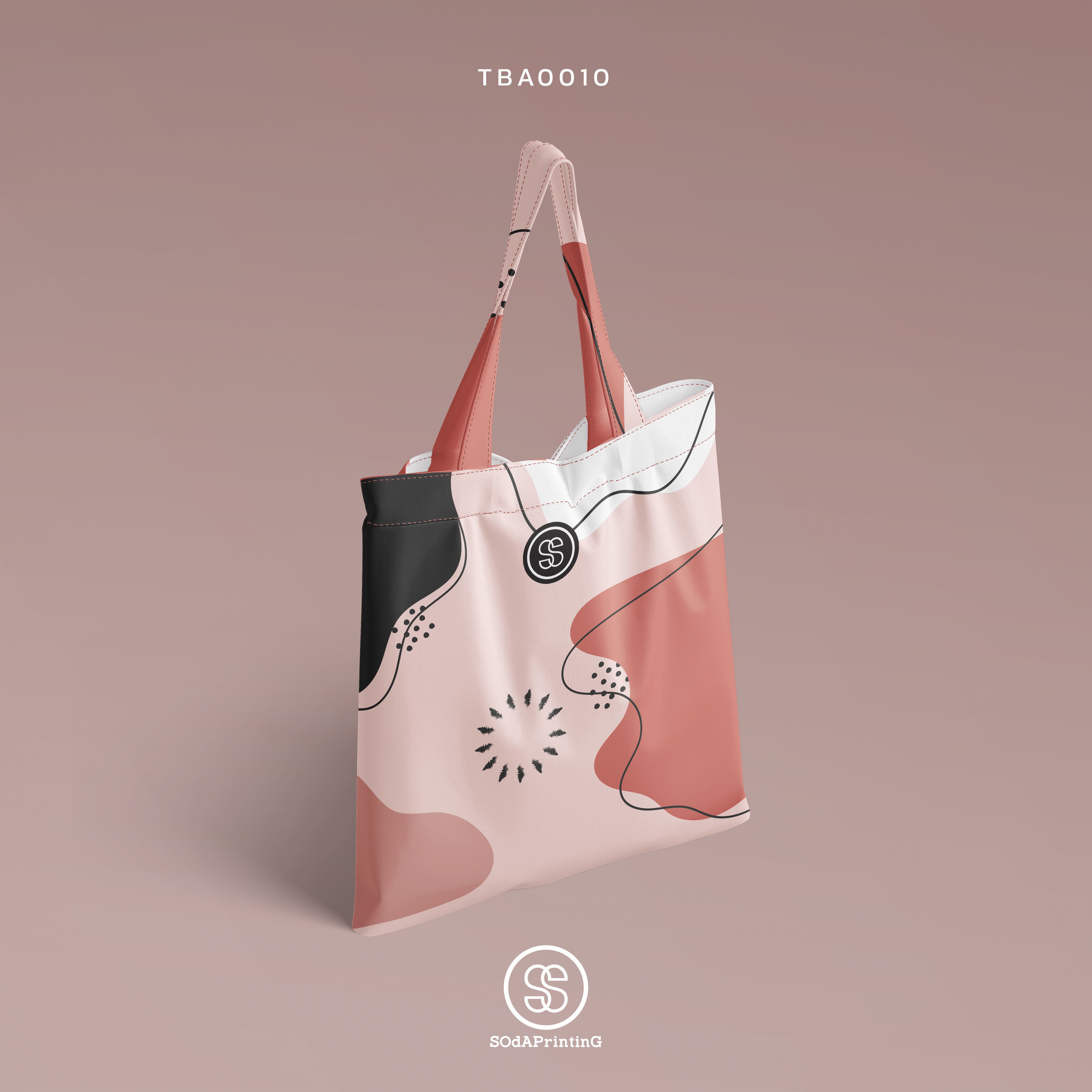 กระเป๋าผ้าแคนวาส พิมพ์ลาย Pink Abstract TBA0010 #SOdABag #SOdAPrintinG #กระเป๋า #กระเป๋าผ้า